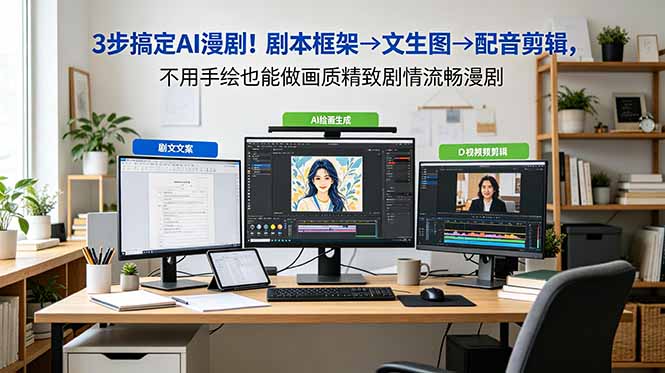 3步搞定AI漫剧！剧本框架→文生图→配音剪辑，不用手绘也能做画质精致剧情流畅漫剧-朽念云创