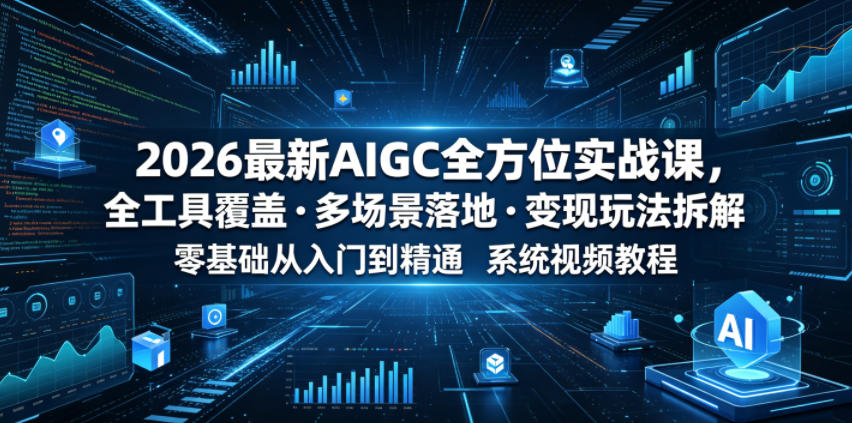 2026最新AIGC全方位实战课，全工具覆盖・多场景落地・变现玩法拆解，零基础从入门到精通系统视频教程-朽念云创