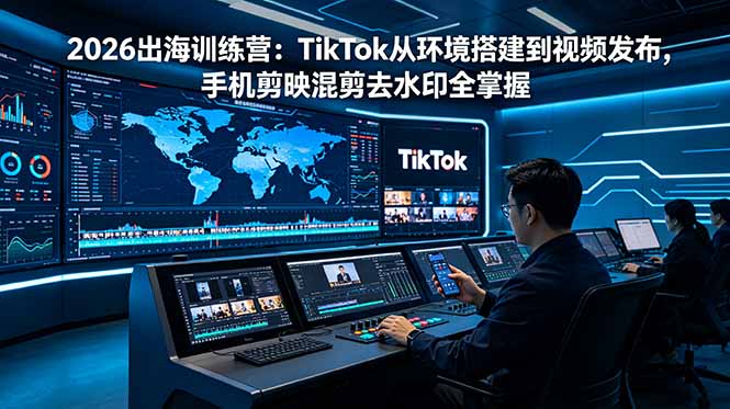 2026出海训练营：TikTok从环境搭建到视频发布，手机剪映混剪去水印全掌握-朽念云创