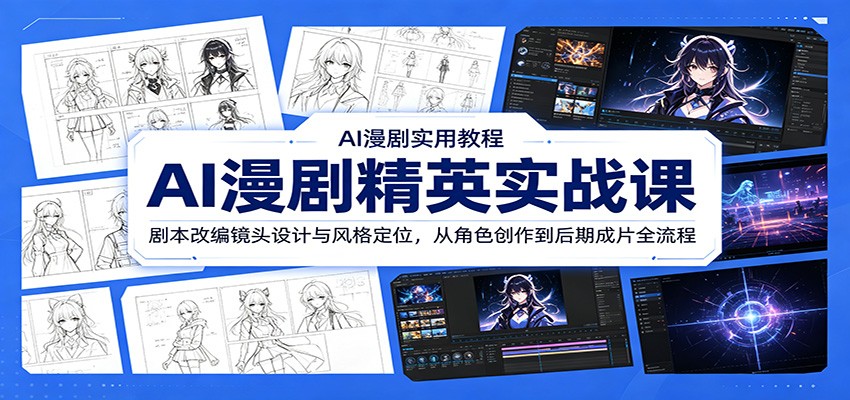 AI漫剧精英实战课：剧本改编镜头设计与风格定位，从角色创作到后期成片全流程-朽念云创
