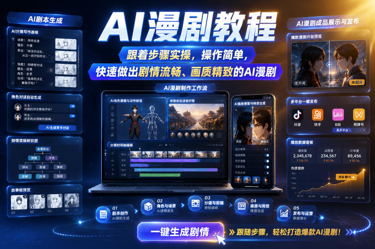 AI漫剧教程，跟着步骤实操，操作简单，快速做出剧情流畅、画质精致的AI漫剧-朽念云创