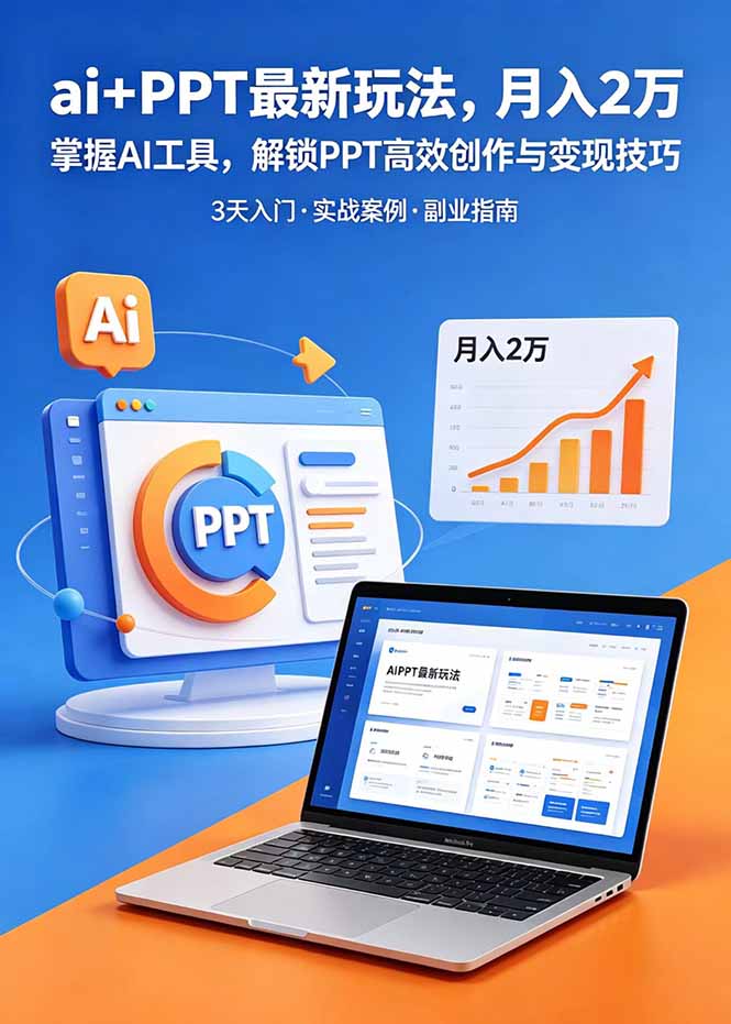 ai+PPT最新玩法，月入2万掌握AI工具，解锁PPT高效创作与变现技巧3天入门，实战案例·副业指南-朽念云创