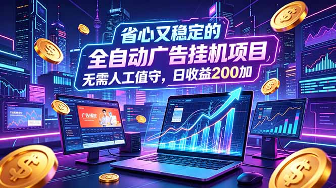 全自动广告挂机项目,全程无需人工值守。稳定创收每日收益200+-朽念云创