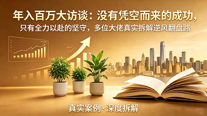年入百万大访谈-更新:没有凭空而来的成功,只有全力以赴的坚守,多位大佬真实拆解逆风翻盘路-朽念云创