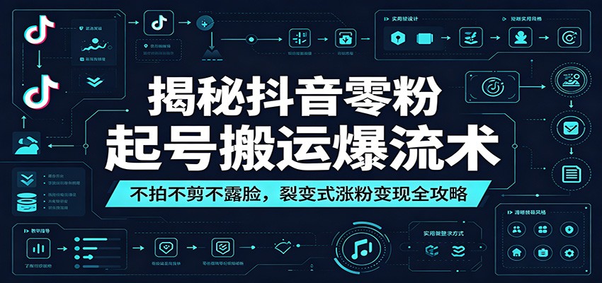 揭秘抖音零粉起号搬运爆流术:不拍不剪不露脸,裂变式涨粉变现全攻略-朽念云创
