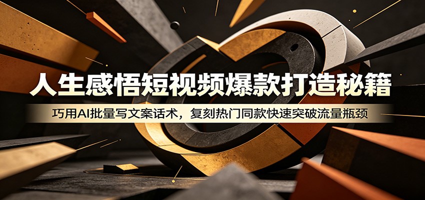 人生感悟短视频爆款打造秘籍:巧用A 批量写文案话术,复刻热门同款快速突破流量瓶颈-朽念云创