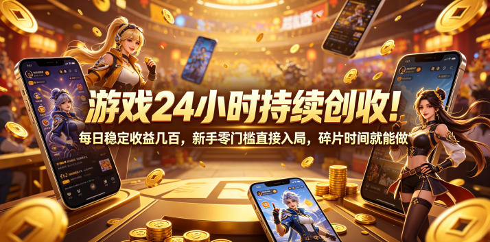 游戏24小时持续创收!每日稳定收益几百,新手零门槛直接入局,碎片时间就能做【揭秘】-朽念云创