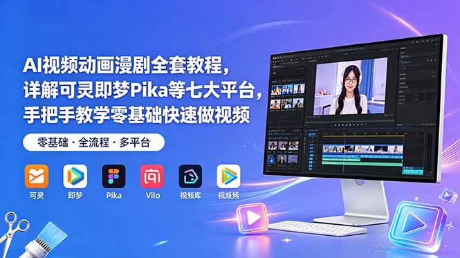 AI视频动画漫剧全套教程,详解可灵即梦Pika等七大平台,手把手教学零基础快速做视频-朽念云创