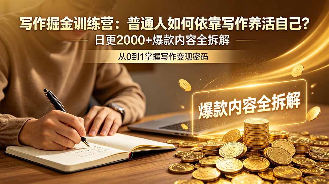 写作掘金训练营：普通人如何依靠写作养活自己？日更2000+爆款内容全拆解-朽念云创