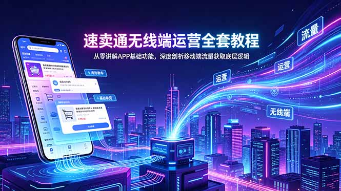 速卖通无线端运营全套教程,从零讲解APP基础功能,深度剖析移动端流量获取底层逻辑-朽念云创