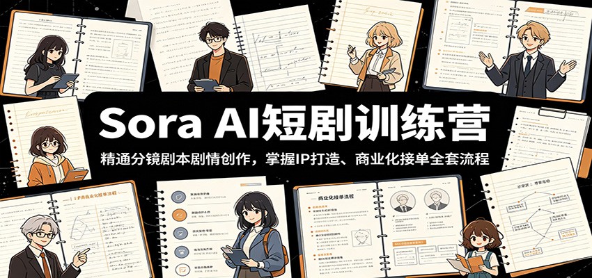 Sora AI短剧训练营：精通分镜剧本剧情创作，掌握IP打造、商业化接单全套流程-朽念云创