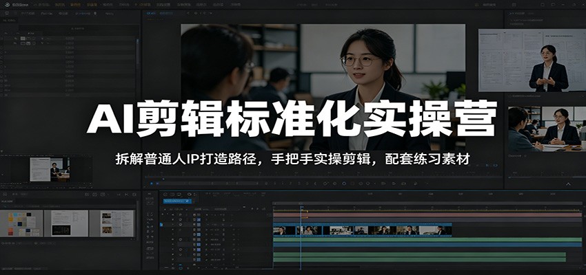 AI剪辑标准化实操营：拆解普通人IP打造路径，手把手实操剪辑，配套练习素材-朽念云创