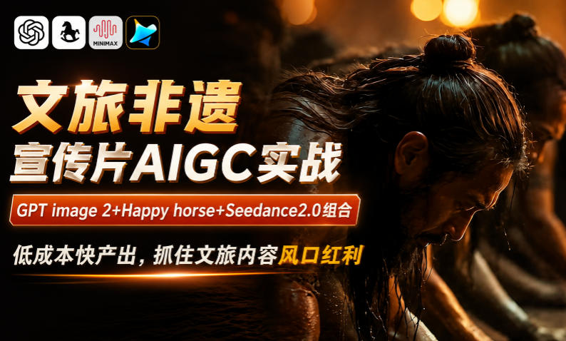 文旅非遗宣传片AIGC实战,GPT image 2+Happy horse+Seedance2.0组合,低成本快产出,抓住文旅内容风口红利-朽念云创