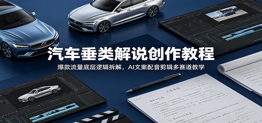 汽车垂类解说创作教程：爆款流量底层逻辑拆解，AI文案配音剪辑多赛道教学-朽念云创