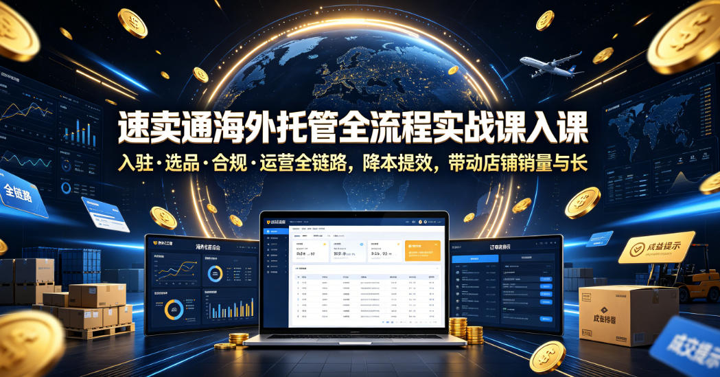 速卖通海外托管全流程实战课入驻・选品・合规・运营全链路,降本提效,带动店铺销量与收益增长-朽念云创