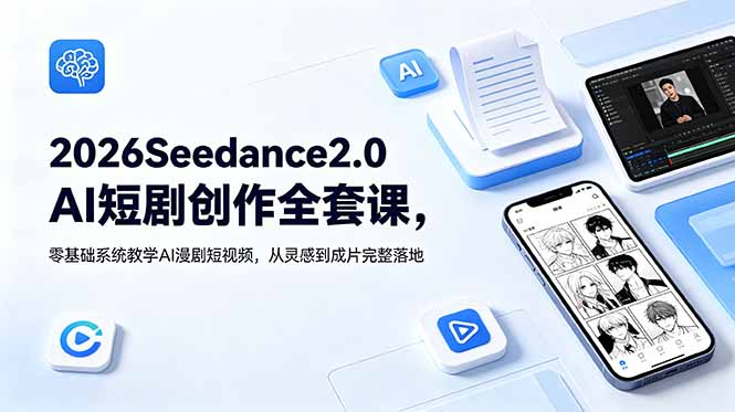 2026Seedance2.0AI短剧创作全套课,零基础系统教学AI漫剧短视频,从灵感到成片完整落地-朽念云创