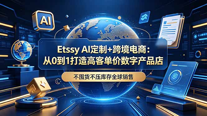 Etsy AI定制+跨境电商:从0到1打造高客单价数字产品店,不囤货不压库存全球销售-朽念云创