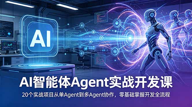 AI智能体Agent实战开发课：20个实战项目从单Agent到多Agent协作，零基础掌握开发全流程-朽念云创