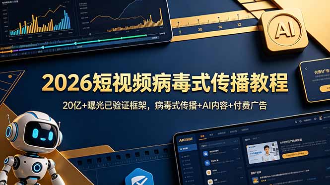 2026短视频病毒式传播教程：20亿+曝光已验证框架，病毒式传播+AI内容+付费广告-朽念云创