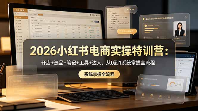 2026小红书电商实操特训营:开店+选品+笔记+工具+达人,从0到1系统掌握全流程-朽念云创