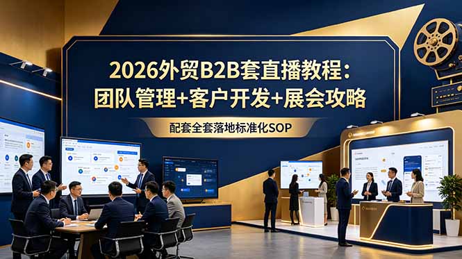 2026外贸B2B套直播教程:团队管理+客户开发+展会攻略,配套全套落地标准化SOP-朽念云创