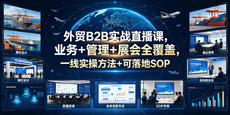 外贸B2B实战直播课,业务+管理+展会全覆盖,一线实操方法+可落地SOP-朽念云创
