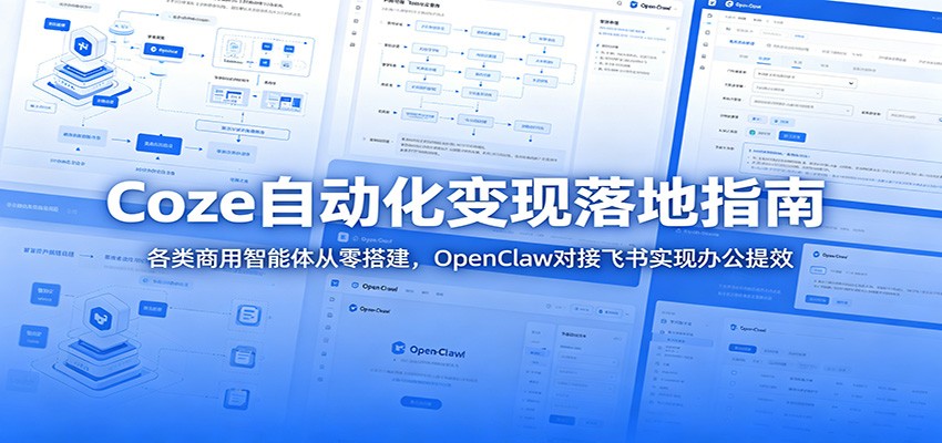 Coze自动化变现落地指南：各类商用智能体从零搭建，OpenClaw对接飞书实现办公提效-朽念云创