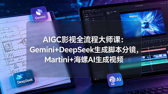 AIGC影视全流程大师课:Gemini+DeepSeek生成脚本分镜,Martini+海螺AI生成视频-朽念云创