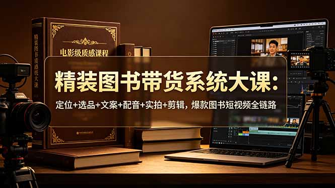精装图书带货系统大课:定位+选品+文案+配音+实拍+剪辑,爆款图书短视频全链路-朽念云创