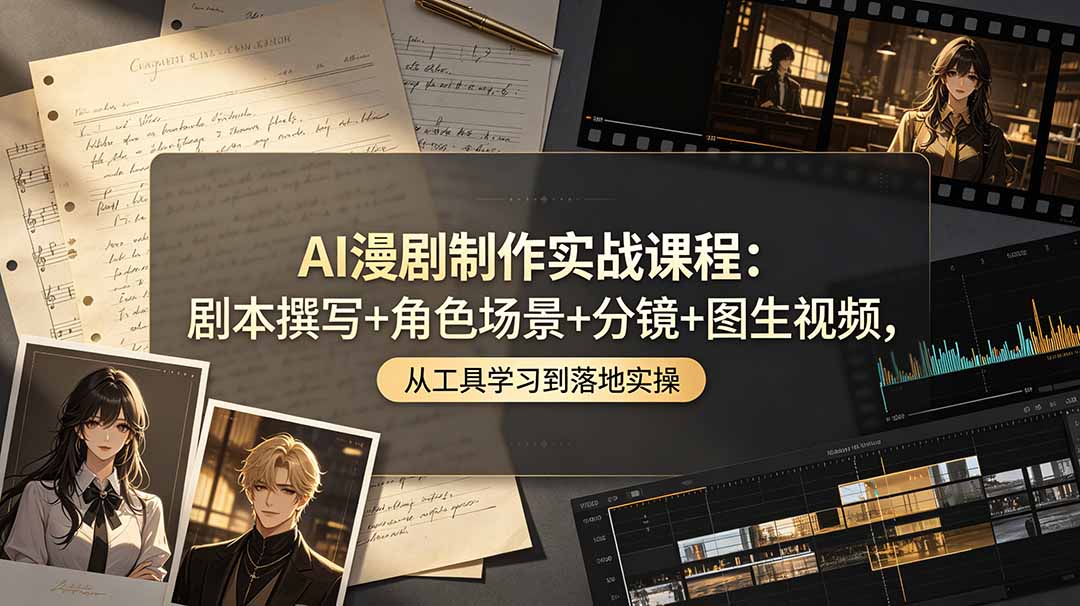 AI漫剧制作实战课程:剧本撰写+角色场景+分镜+图生视频,从工具学习到落地实操-朽念云创