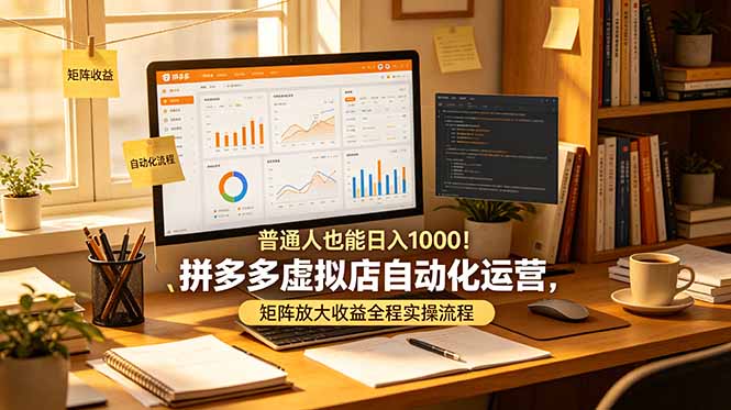 普通人也能日入 1000!拼多多虚拟店自动化运营,矩阵放大收益全程实操流程-朽念云创