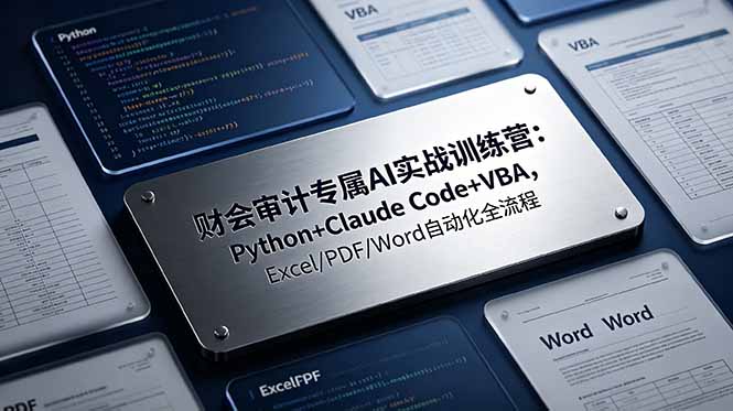 财会审计专属 AI实战训练营:Python+Claude Code+VBA,Excel/PDF/Word自动化全流程-朽念云创
