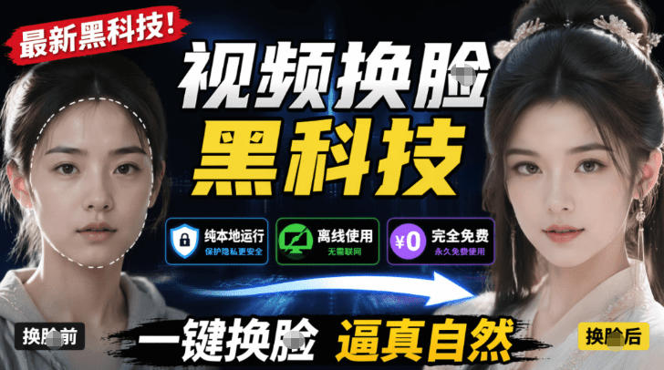 AI人工智能如此夸张？一键视频换Lian黑科技，纯本地离线运行，本地视频换Lian娱乐工具，AI FaceSwap-朽念云创