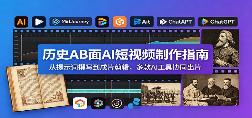 历史AB面AI短视频制作指南:从提示词撰写到成片剪辑,多款AI工具协同出片-朽念云创
