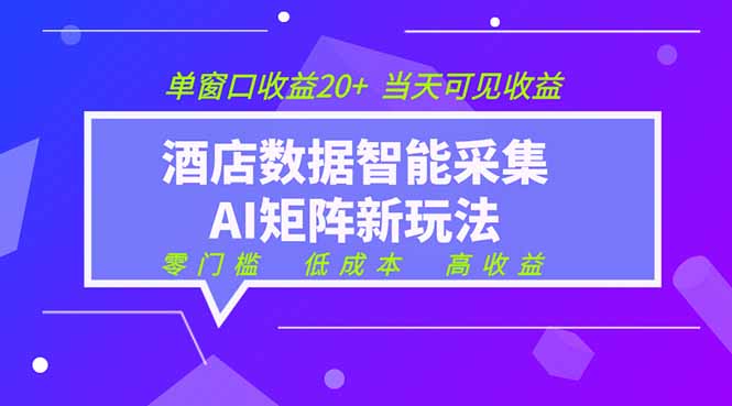 2026酒店数据采集ai智能矩阵新风口  低成本   高收益   当天见收益   单窗口20+-朽念云创