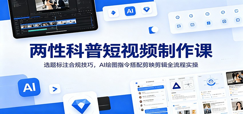两性科普短视频制作课：选题标注合规技巧，AI绘图指令搭配剪映剪辑全流程实操-朽念云创