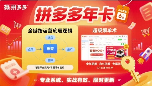 拼多多年卡，拼多多全链路运营底层逻辑，超级爆单术【更新26年6月】-朽念云创