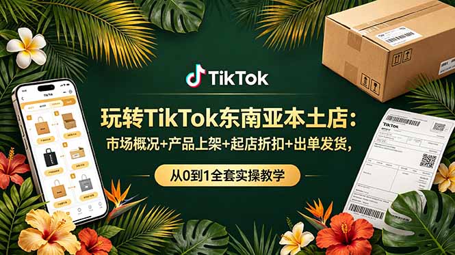 玩转TikTok东南亚本土店：市场概况+产品上架+起店折扣+出单发货，从0到1全套实操教学-朽念云创