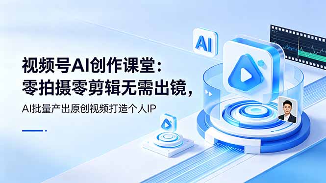 视频号AI创作课堂：零拍摄零剪辑无需出镜，AI批量产出原创视频打造个人IP-朽念云创