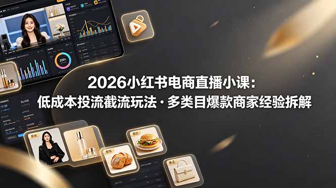 2026小红书电商直播小课，低成本投流截流玩法，多类目爆款商家经验完整拆解教学-朽念云创