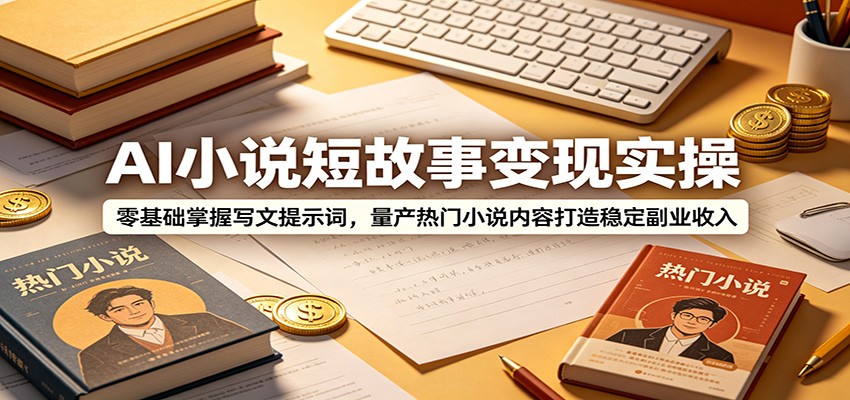 AI小说短故事变现实操：零基础掌握写文提示词，量产热门小说内容打造稳定副业收入-朽念云创