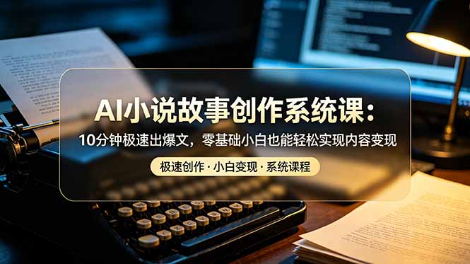 AI小说故事创作系统课：10分钟极速出爆文，零基础小白也能轻松实现内容变现-朽念云创
