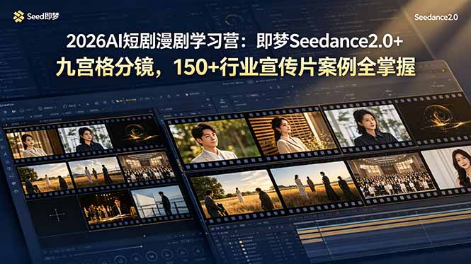 2026AI短剧漫剧学习营：即梦Seedance2.0+九宫格分镜，150+行业宣传片案例全掌握-朽念云创
