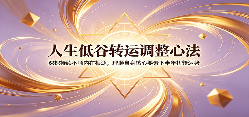 人生低谷转运调整心法：深挖持续不顺内在根源，理顺自身核心要素下半年扭转运势-朽念云创