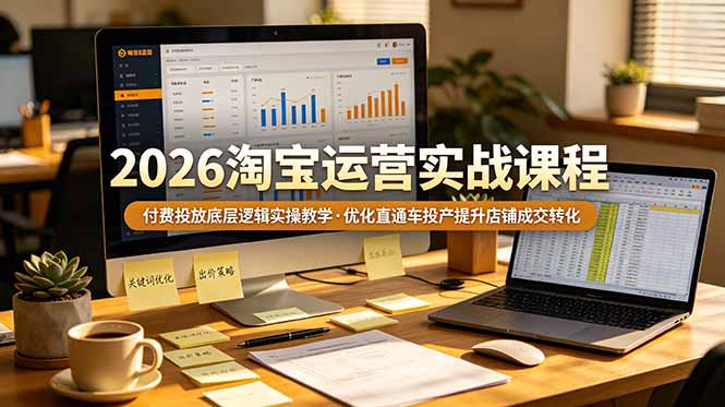 2026 淘宝运营实战课程，付费投放底层逻辑实操教学，优化直通车投产提升店铺成交转化-朽念云创