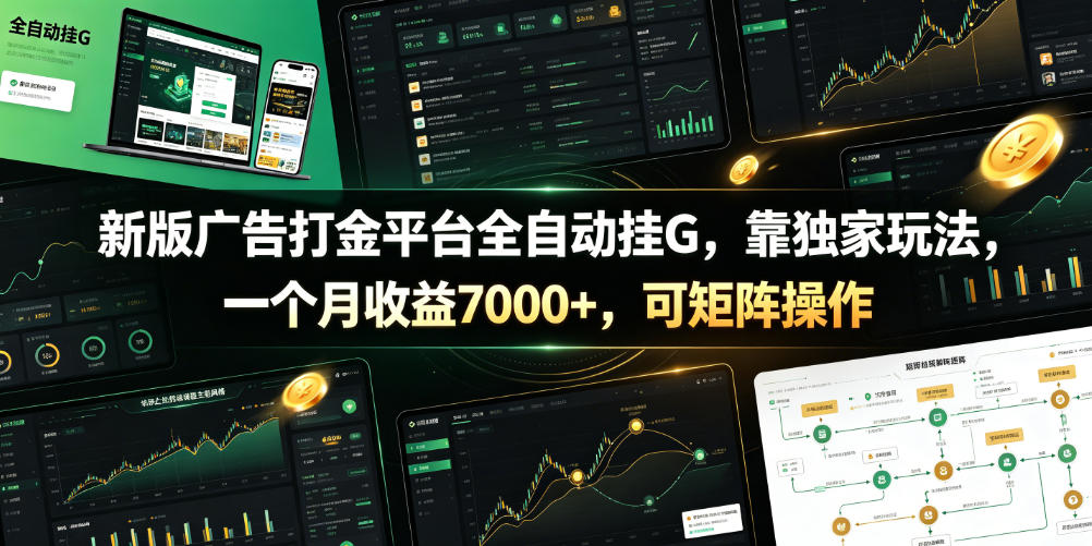新版广告打金平台全自动挂G，靠独家玩法，一个月收益7000+，可矩阵操作【附全套脚本】【揭秘】-朽念云创