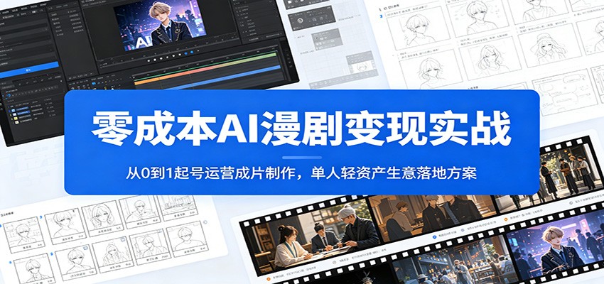 零成本AI漫剧变现实战：从0到1起号运营成片制作，单人轻资产生意落地方案-朽念云创