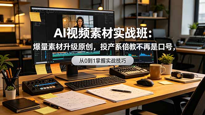 AI视频素材实战班：爆量素材升级原创，投产翻倍不再是口号，0-1系统教学实战落地-朽念云创