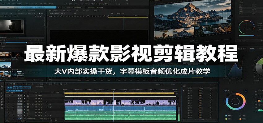 最新爆款影视剪辑教程：大V内部实操干货，字幕模板音频优化成片教学-朽念云创