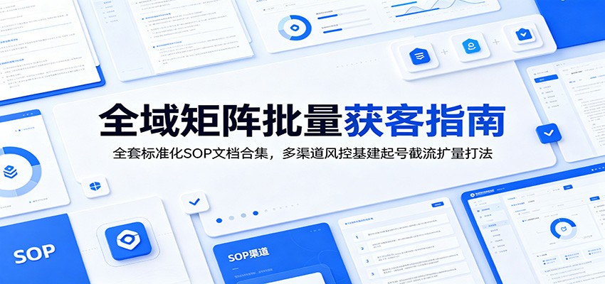全域矩阵批量获客指南：全套标准化SOP文档合集，多渠道风控基建起号截流扩量打法-朽念云创